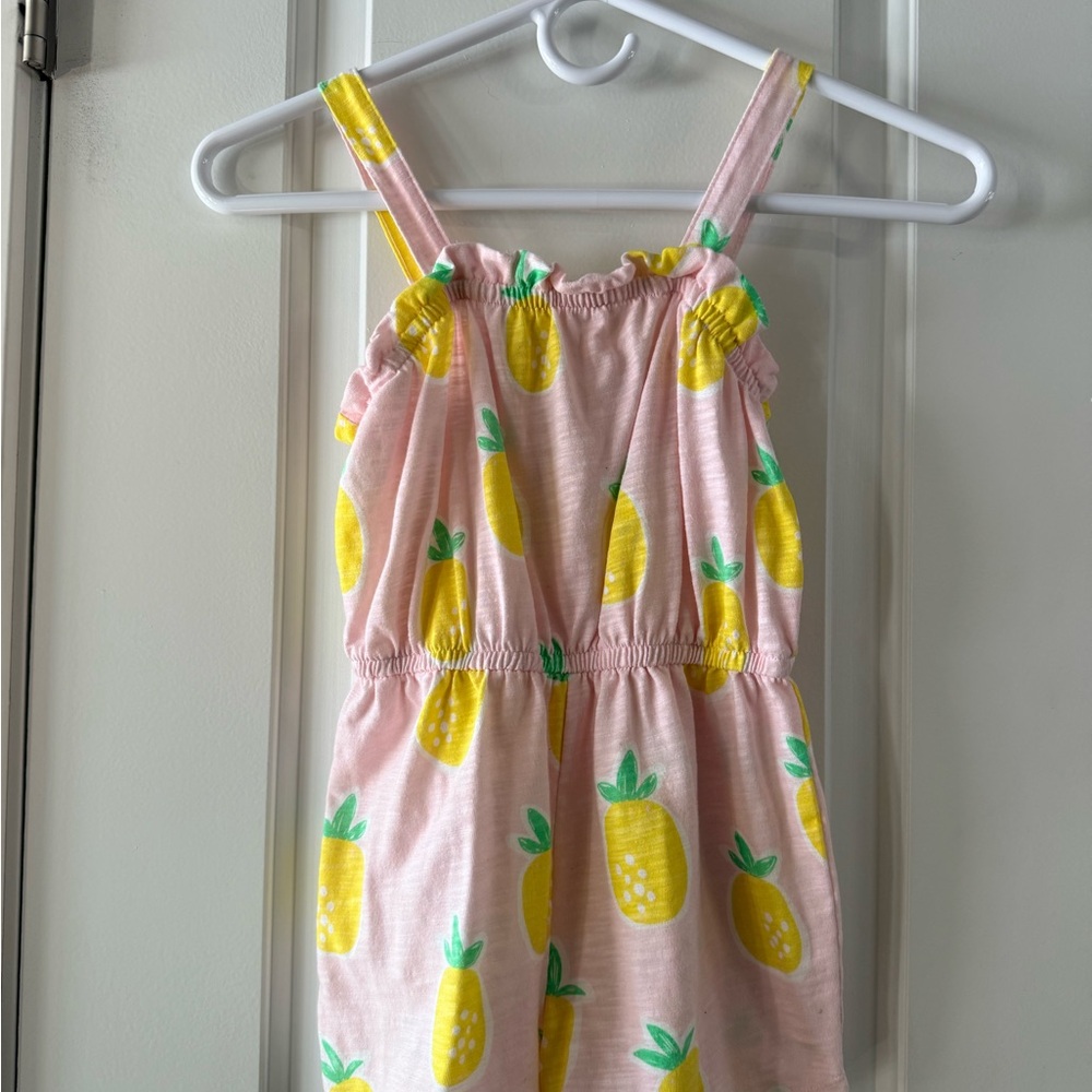 365 Kids by Garanimals Pink Pineapple Romper Girls Size 7 Summer Tropical - Picture 2 of 4